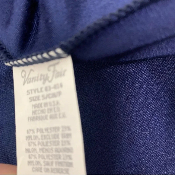 Vanity Fair Robe Small Velour Pearl Snap  House Coat Blue Long Sleeve  Vintage - Picture 12 of 14